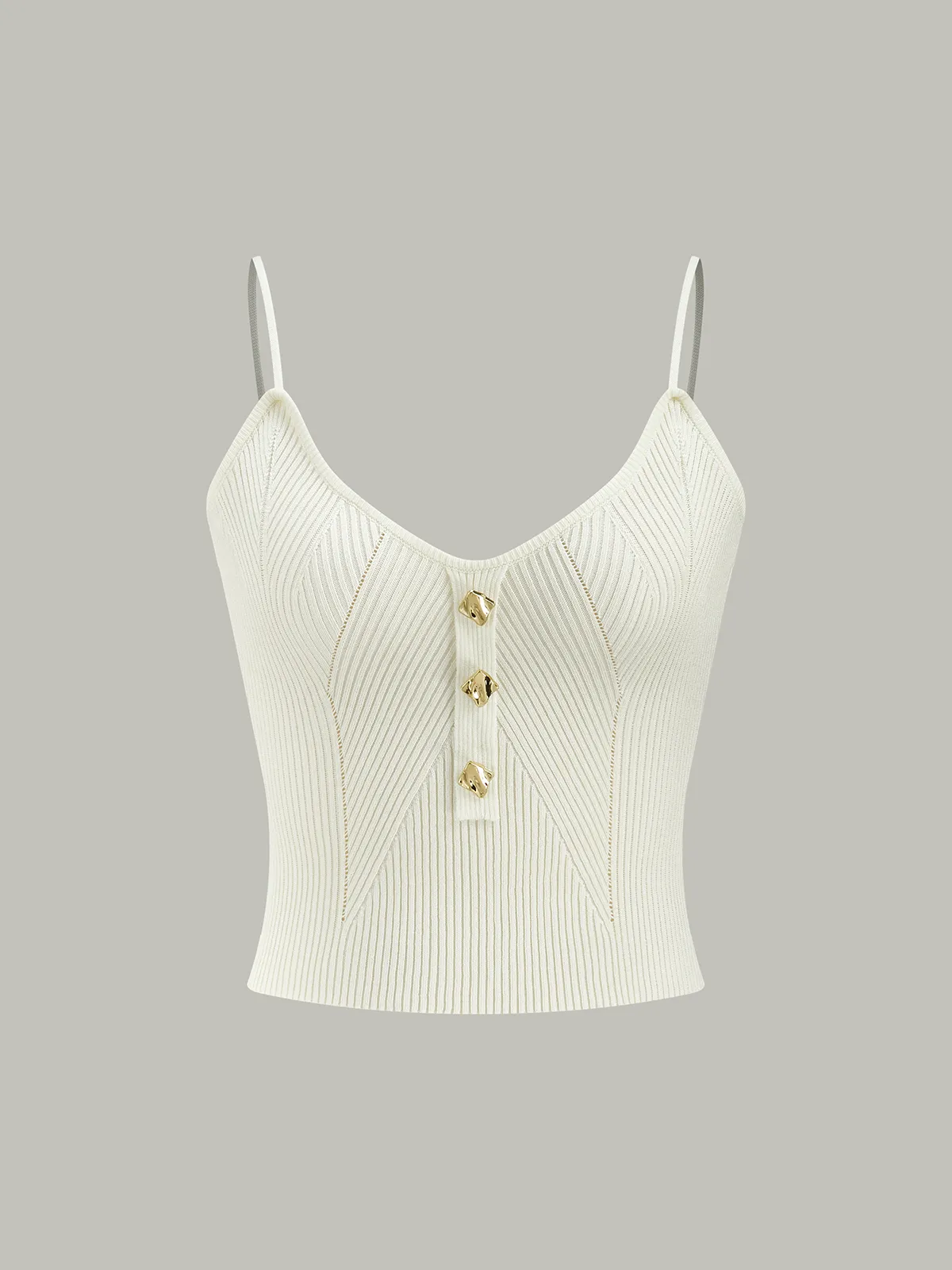 Ribbed Knit Metal Button Cami Top sold by COMMENSE product image thumbnail 5