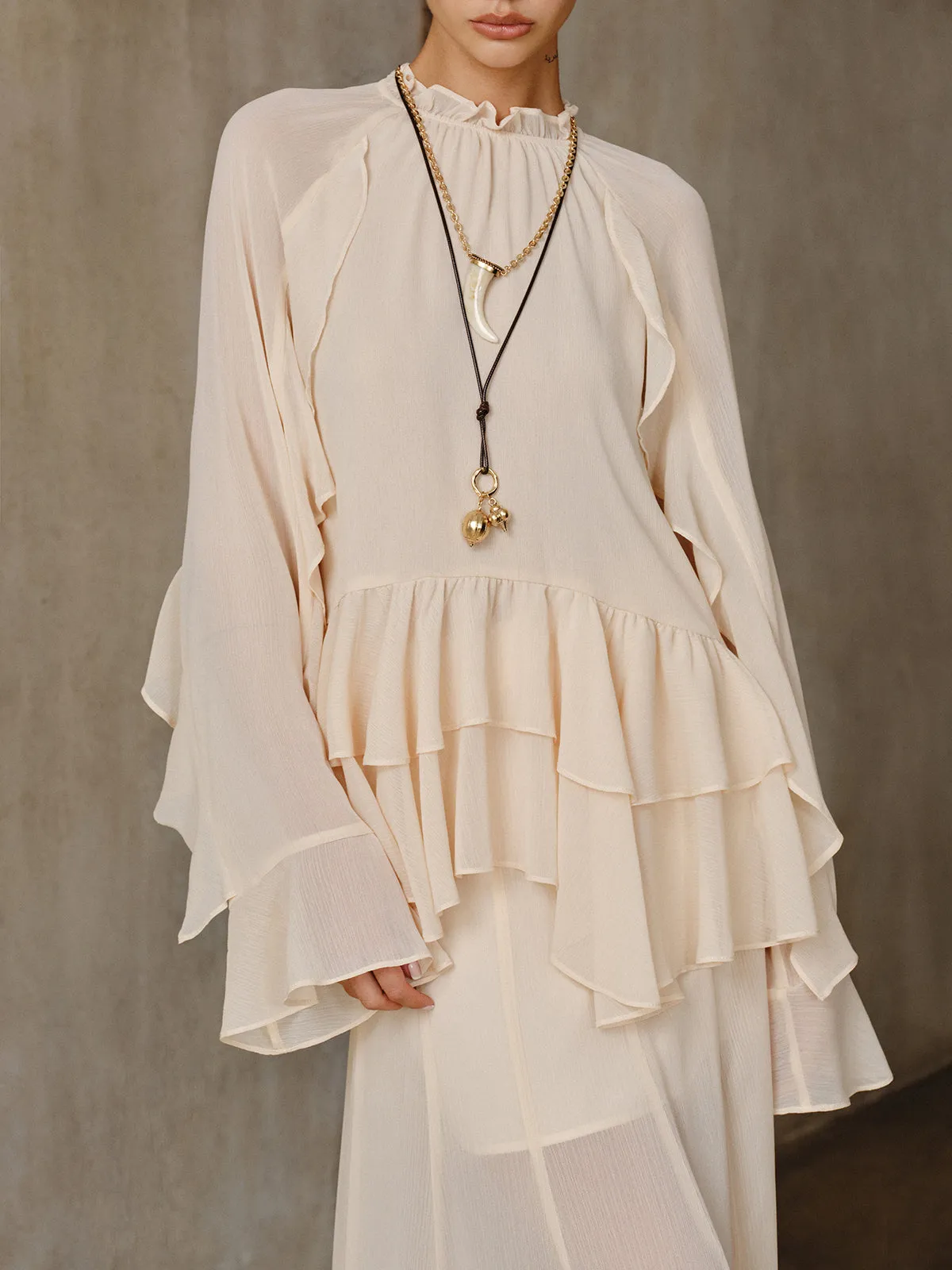 Chiffon Tiered Ruffle Top and Skirt Set sold by COMMENSE product image thumbnail 5