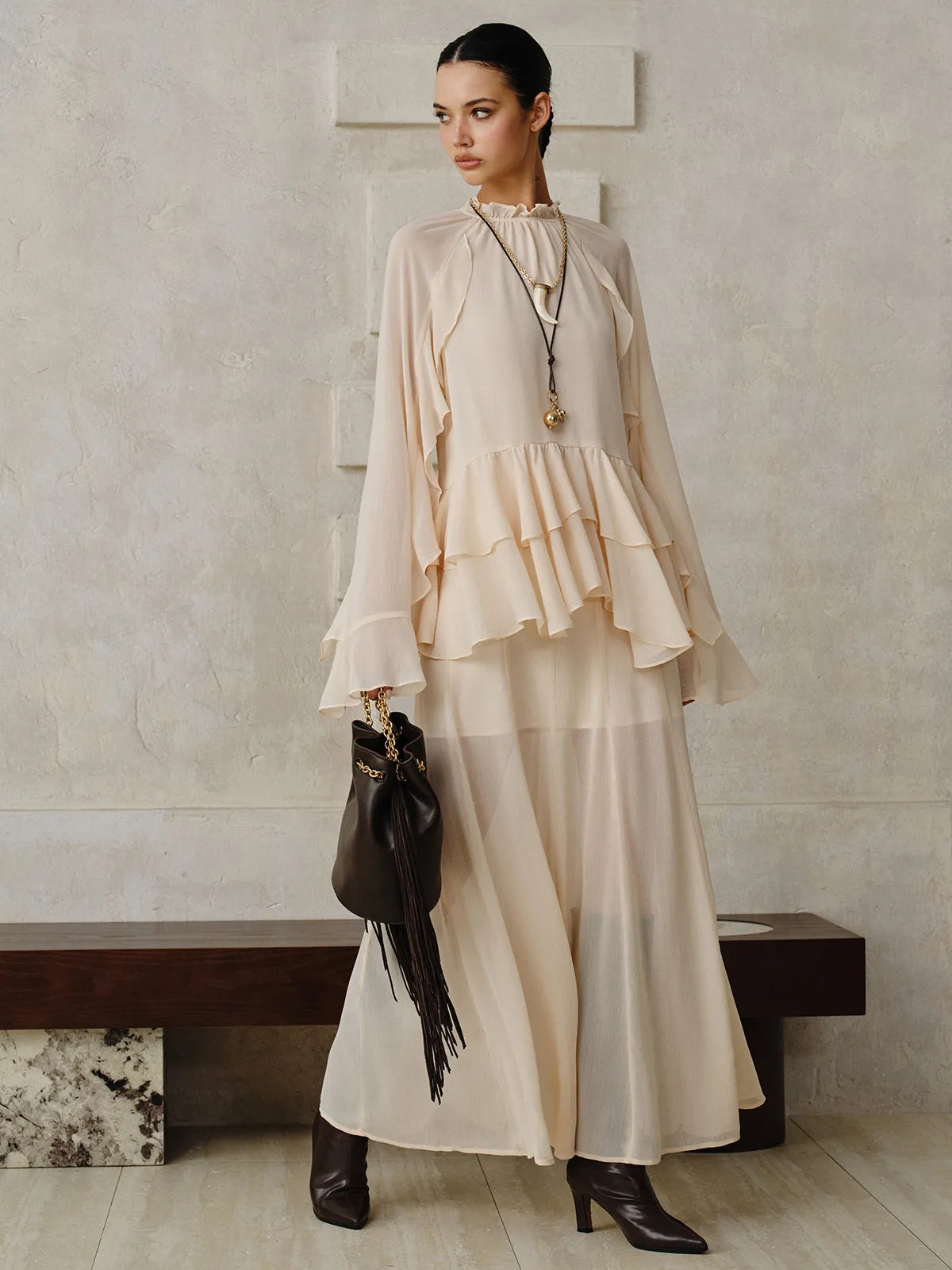 Chiffon Tiered Ruffle Top and Skirt Set sold by COMMENSE product image thumbnail 2