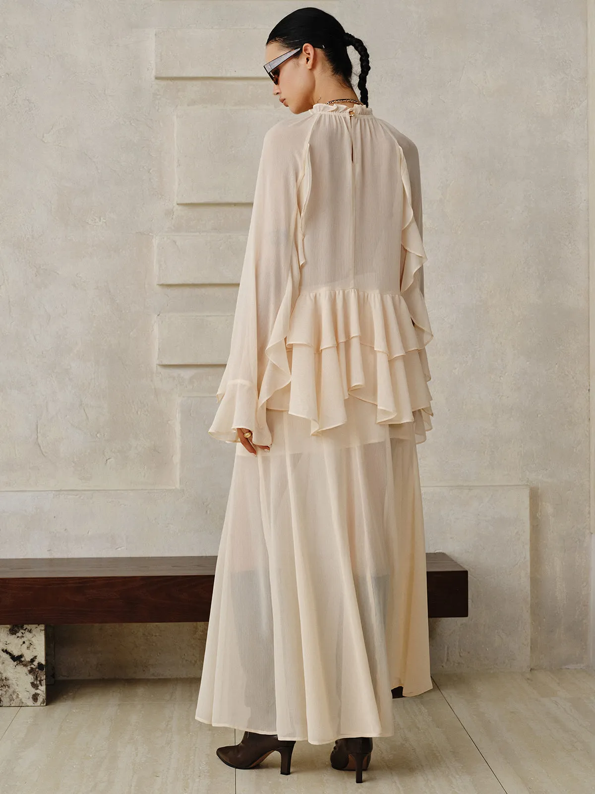 Chiffon Tiered Ruffle Top and Skirt Set sold by COMMENSE product image thumbnail 4
