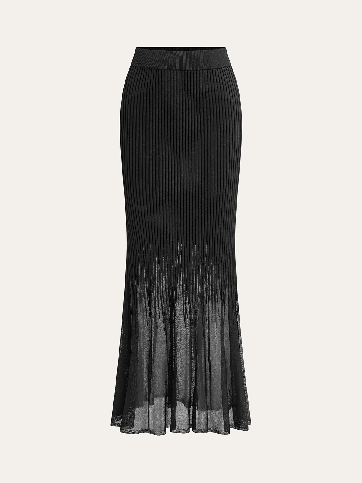 Mesh Hem Ribbed Knit Mermaid Skirt sold by COMMENSE product image thumbnail 2