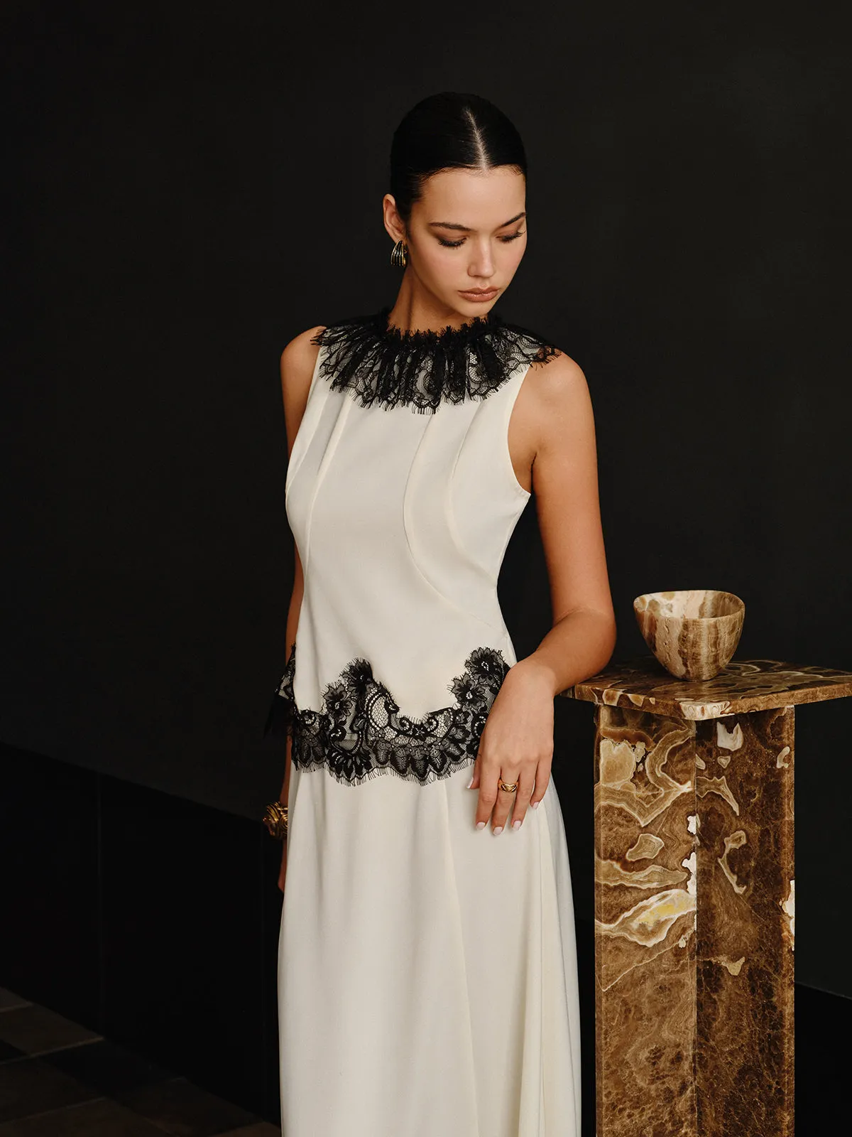 Lace Trim Top and Maxi Skirt Set sold by COMMENSE product image thumbnail 2