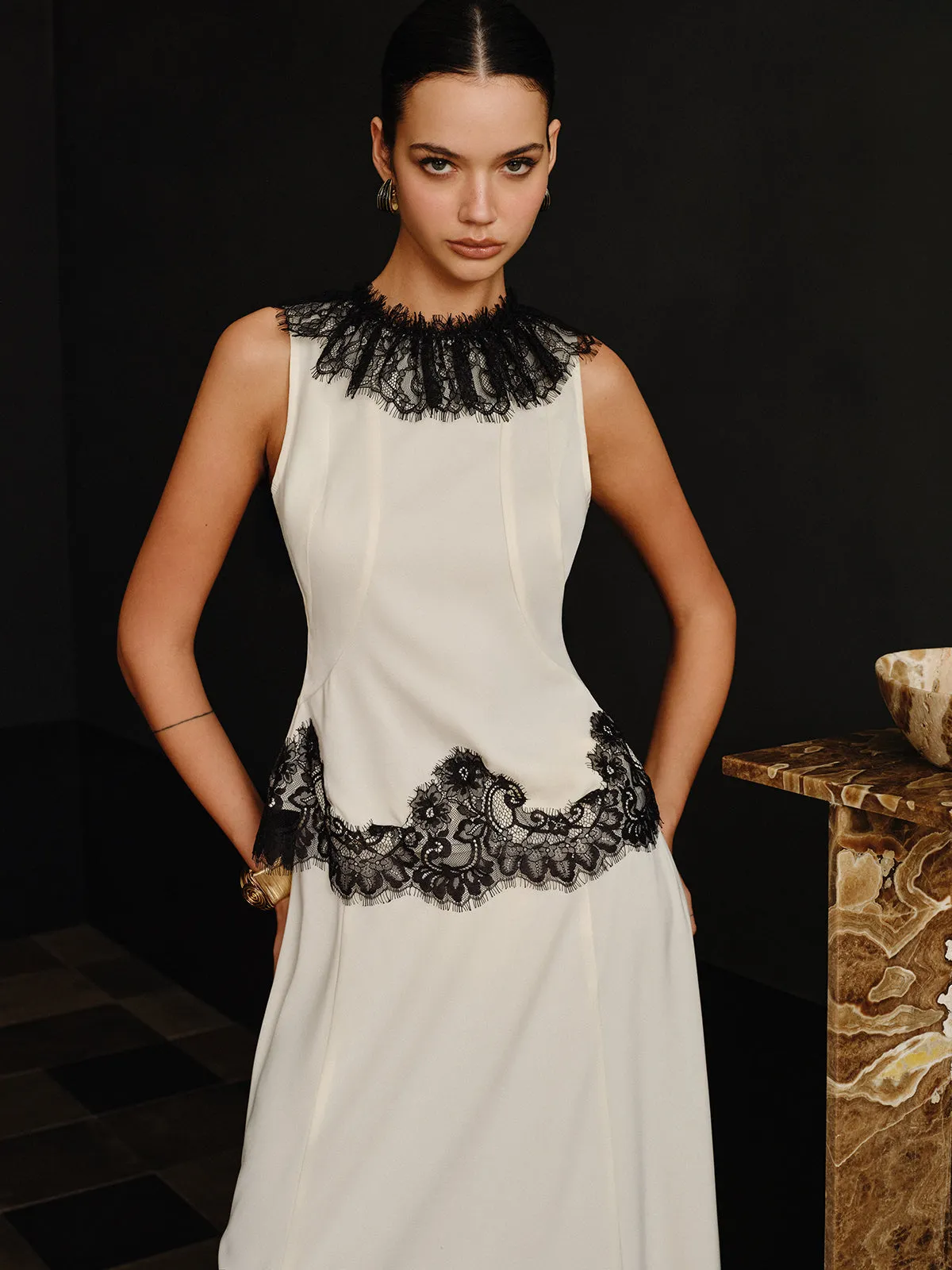 Lace Trim Top and Maxi Skirt Set sold by COMMENSE product image thumbnail 4