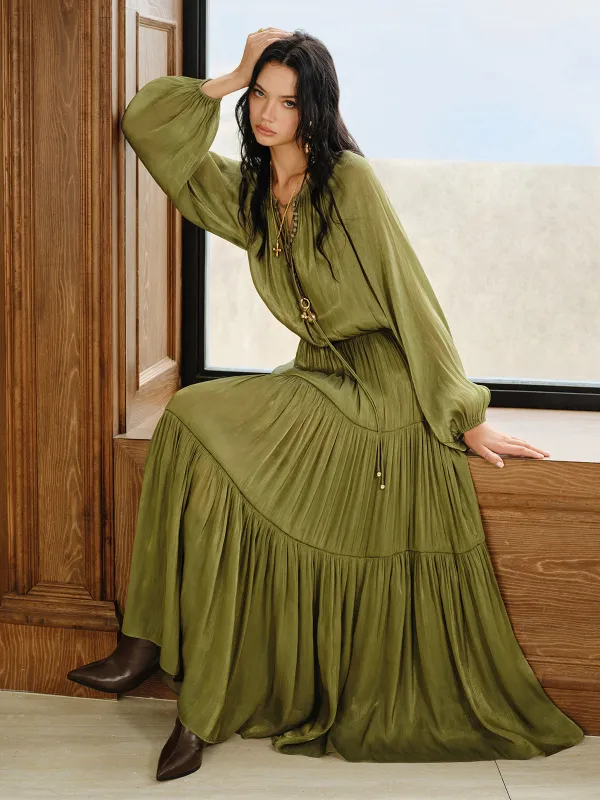 Tiered Maxi Dress Set with Liner sold by COMMENSE