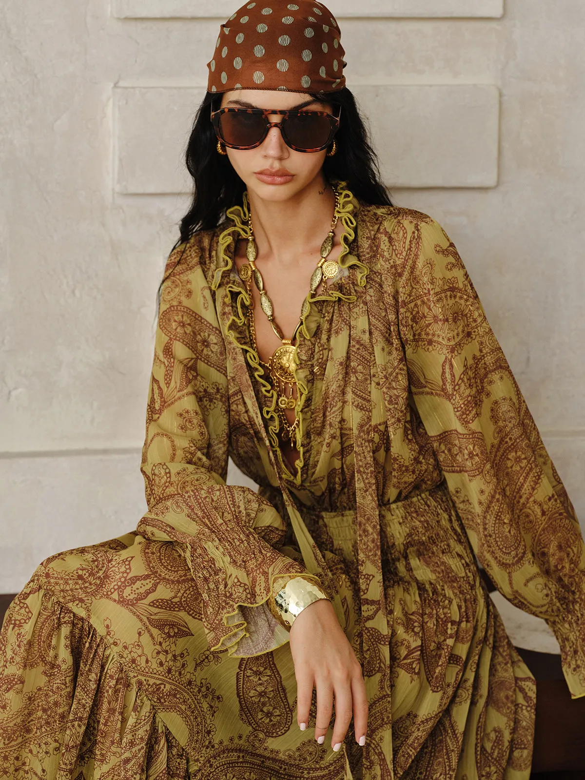 Boho Print Chiffon Maxi Dress Set with Liner sold by COMMENSE product image thumbnail 3