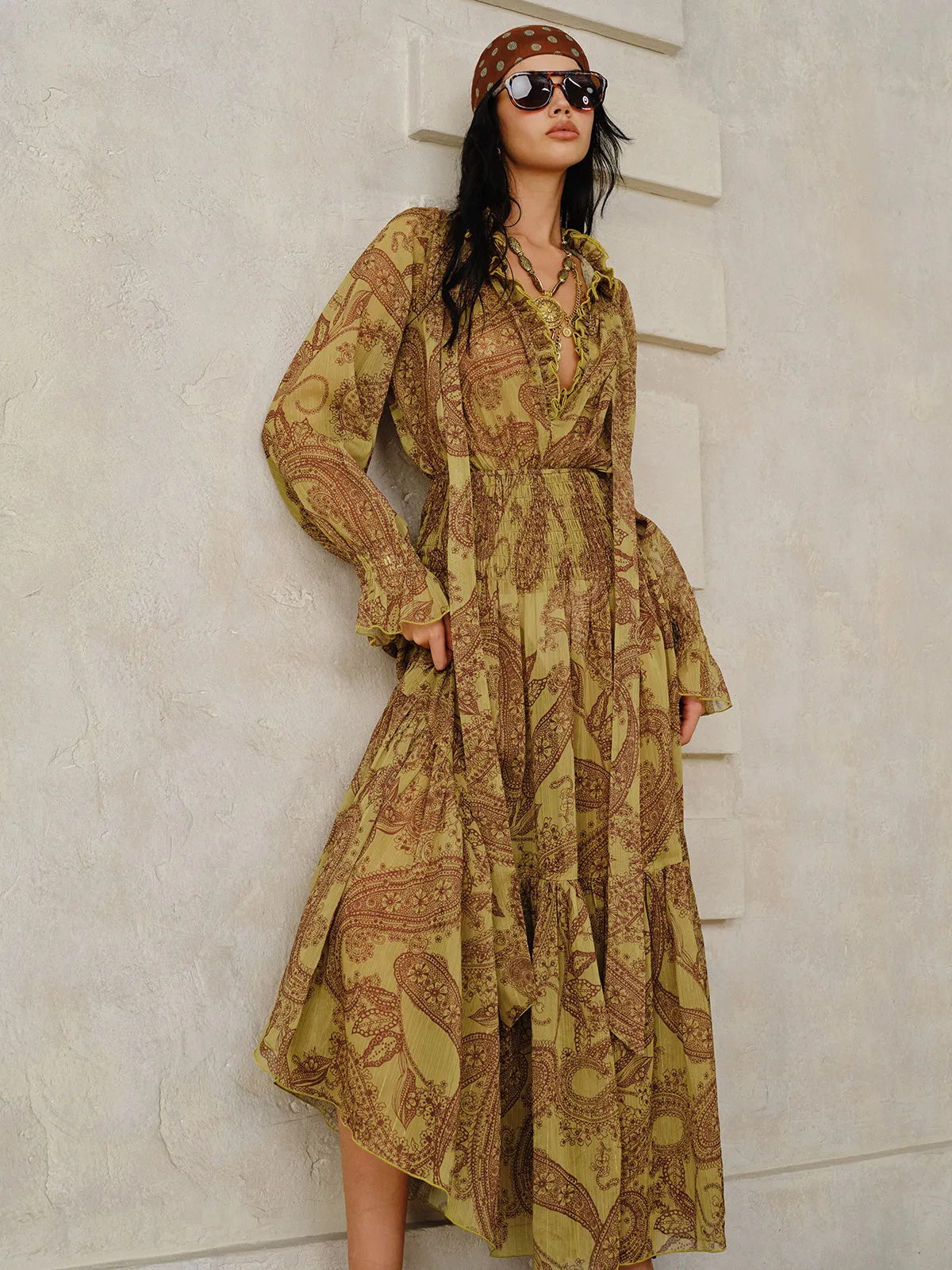 Boho Print Chiffon Maxi Dress Set with Liner sold by COMMENSE product image thumbnail 4