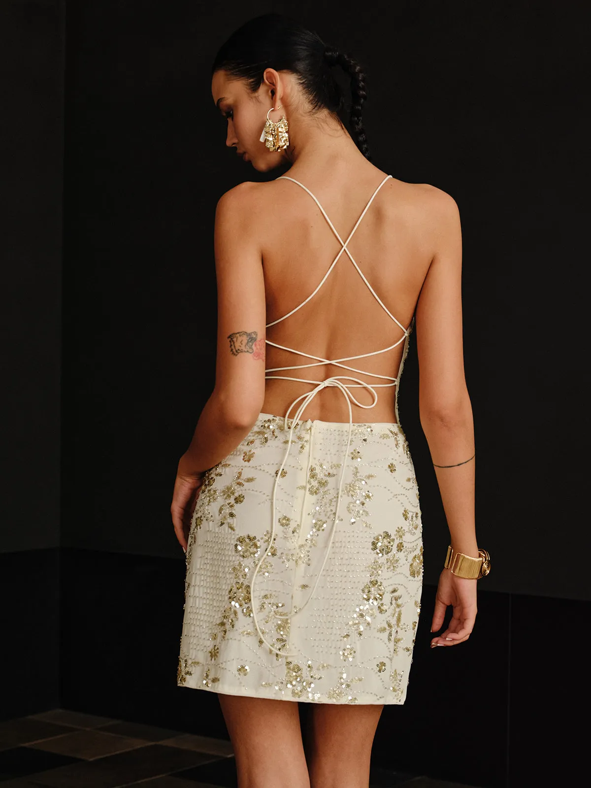 Sequin Cami Dress with Crisscross Back Tie sold by COMMENSE product image thumbnail 3