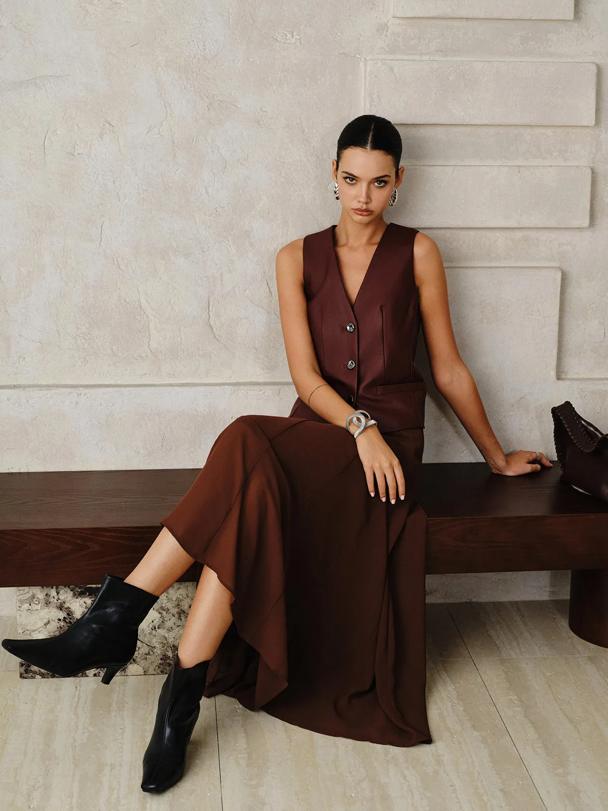 Faux Leather Metal Button Vest sold by COMMENSE product image thumbnail 3