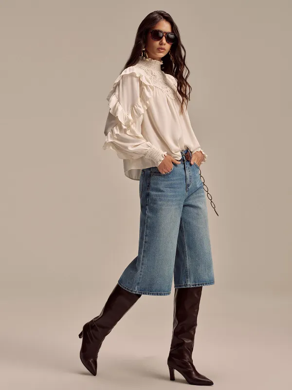 Mid-Waist Wide-Leg Jeans without Belt sold by COMMENSE