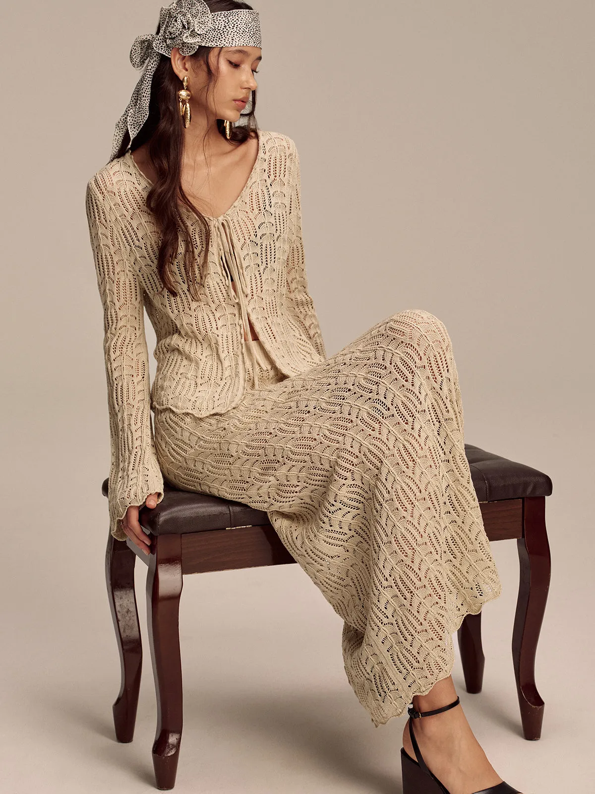 Tencel Flared Sleeve Knit Skirt Set sold by COMMENSE