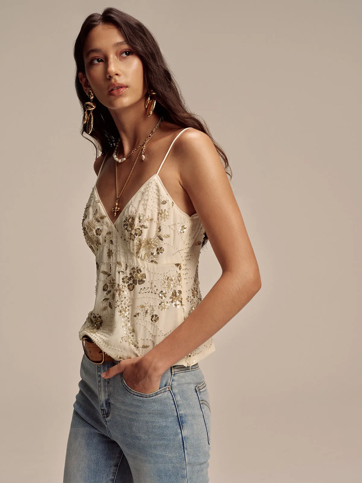Sequin Floral Cami Top sold by COMMENSE product image thumbnail 4