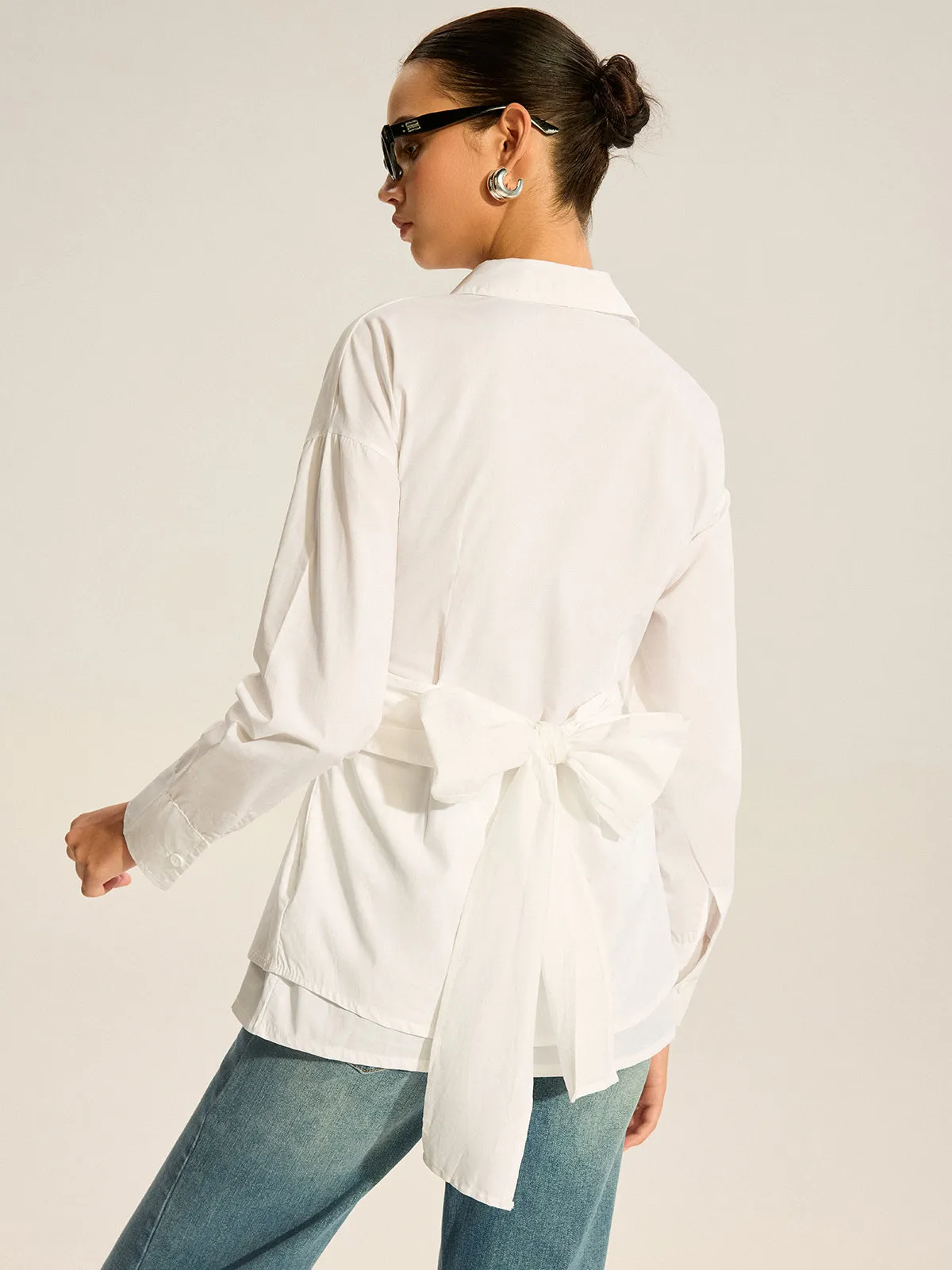 Back Bow Long-Sleeve Shirt sold by COMMENSE product image thumbnail 5