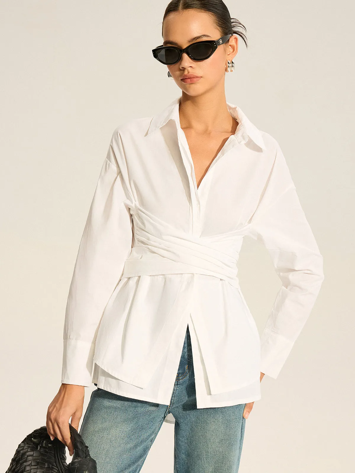 Back Bow Long-Sleeve Shirt sold by COMMENSE