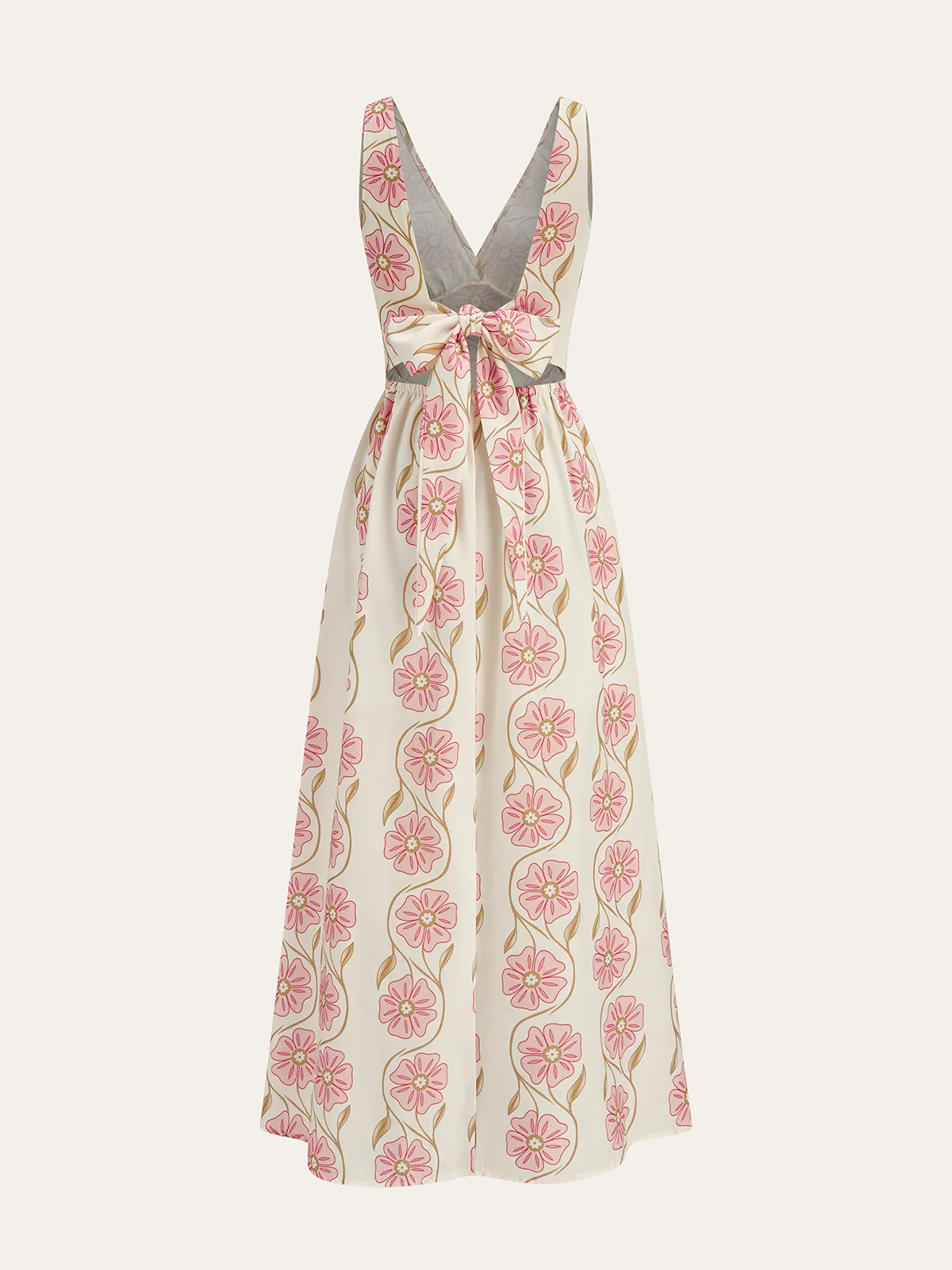 Floral Print V-Neck Backless Maxi Dress sold by COMMENSE product image thumbnail 2