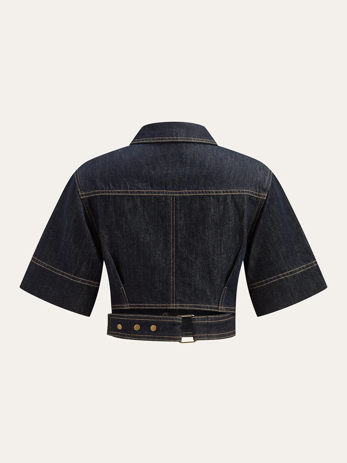 Short Sleeve Cropped Denim Top sold by COMMENSE product image thumbnail 2