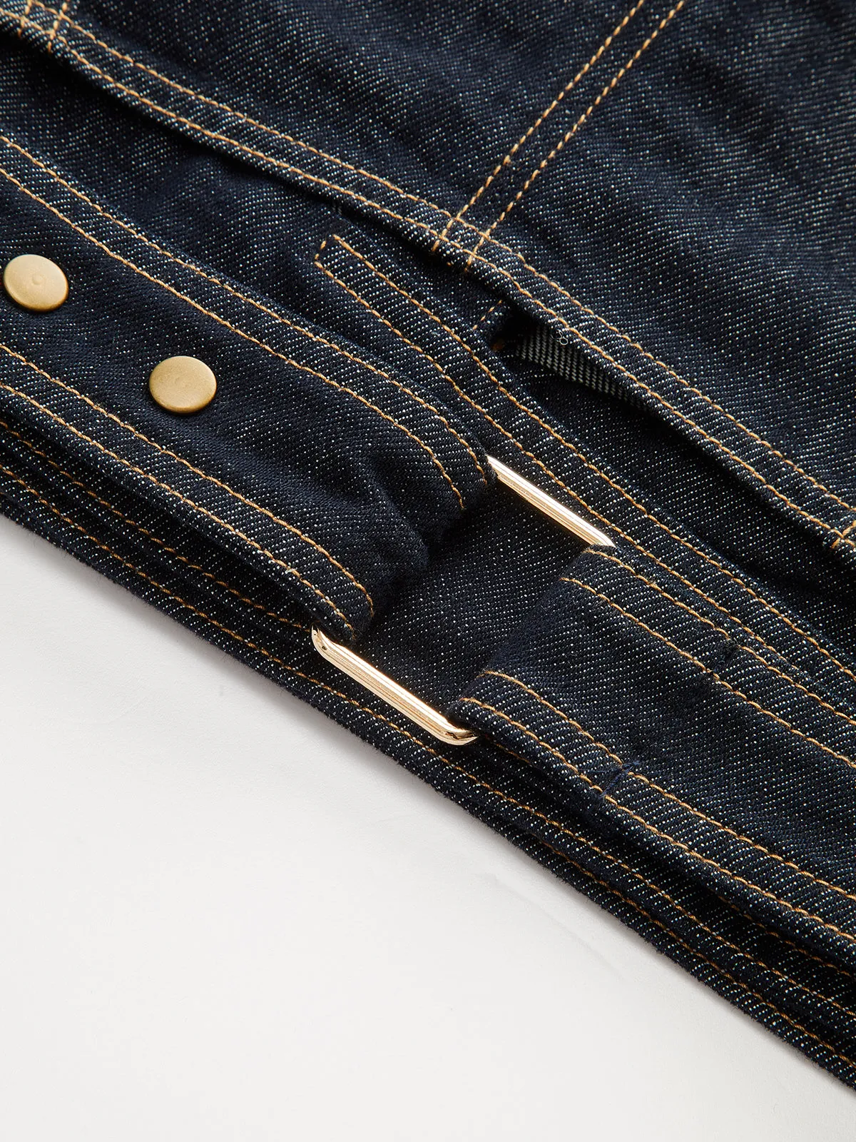 Short Sleeve Cropped Denim Top sold by COMMENSE product image thumbnail 4