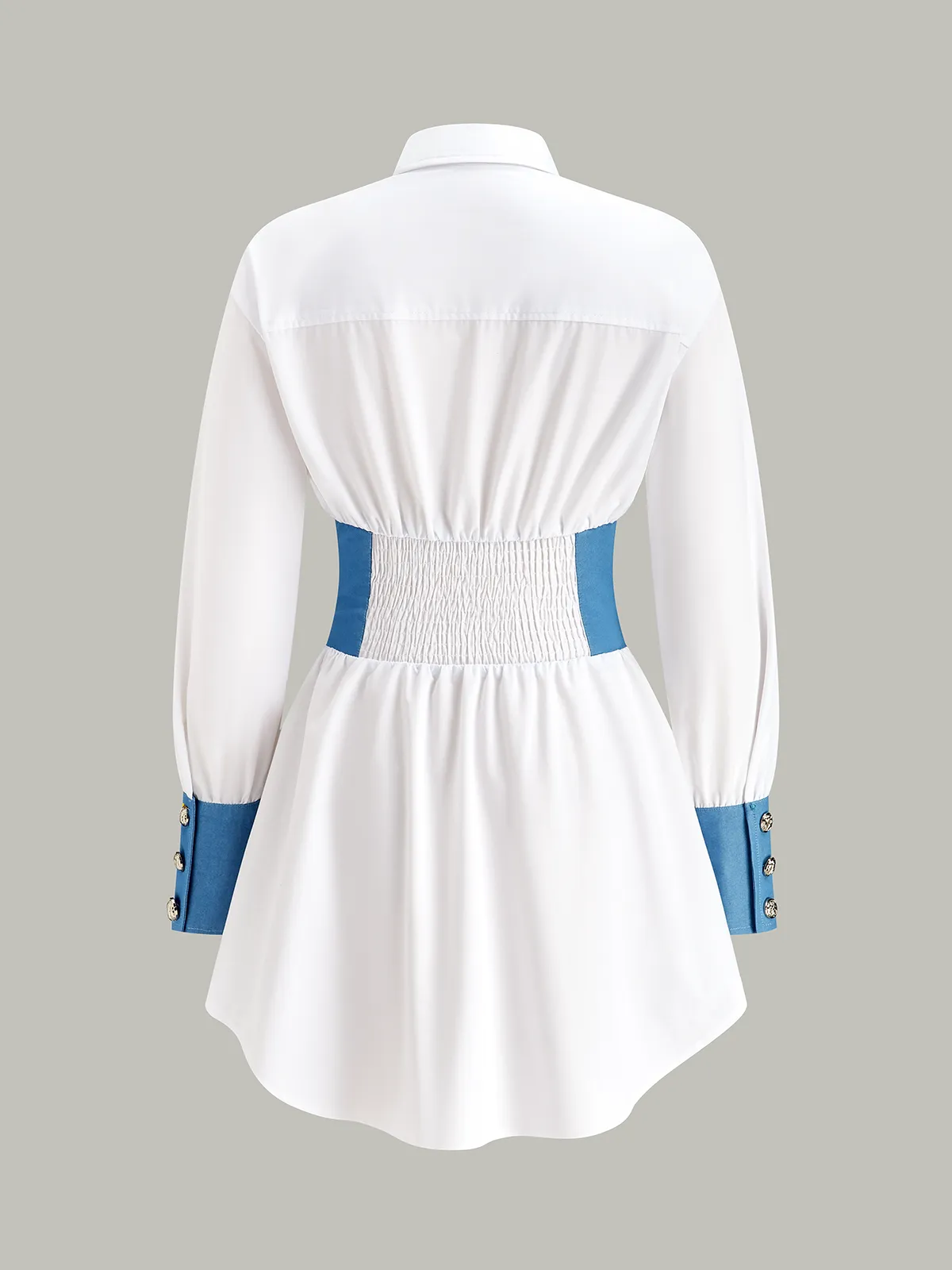 Contrast Panel Button Shirt Dress sold by COMMENSE product image thumbnail 2