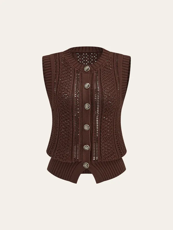 Button Front Sweater Vest sold by COMMENSE