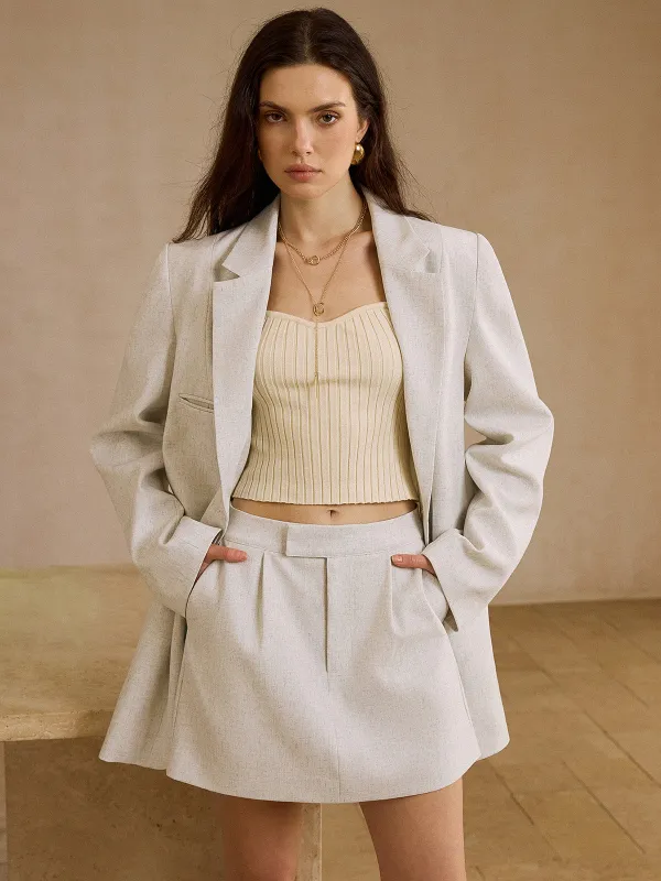 Linen-Blend Fitted Blazer sold by COMMENSE