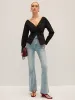 Twisted Front Deep V-Neck Shirt sold by COMMENSE