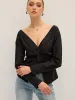 Twisted Front Deep V-Neck Shirt sold by COMMENSE