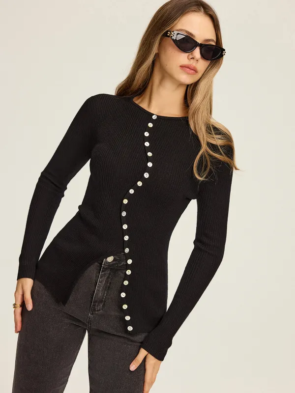 Asymmetric Button-Down Cardigan sold by COMMENSE