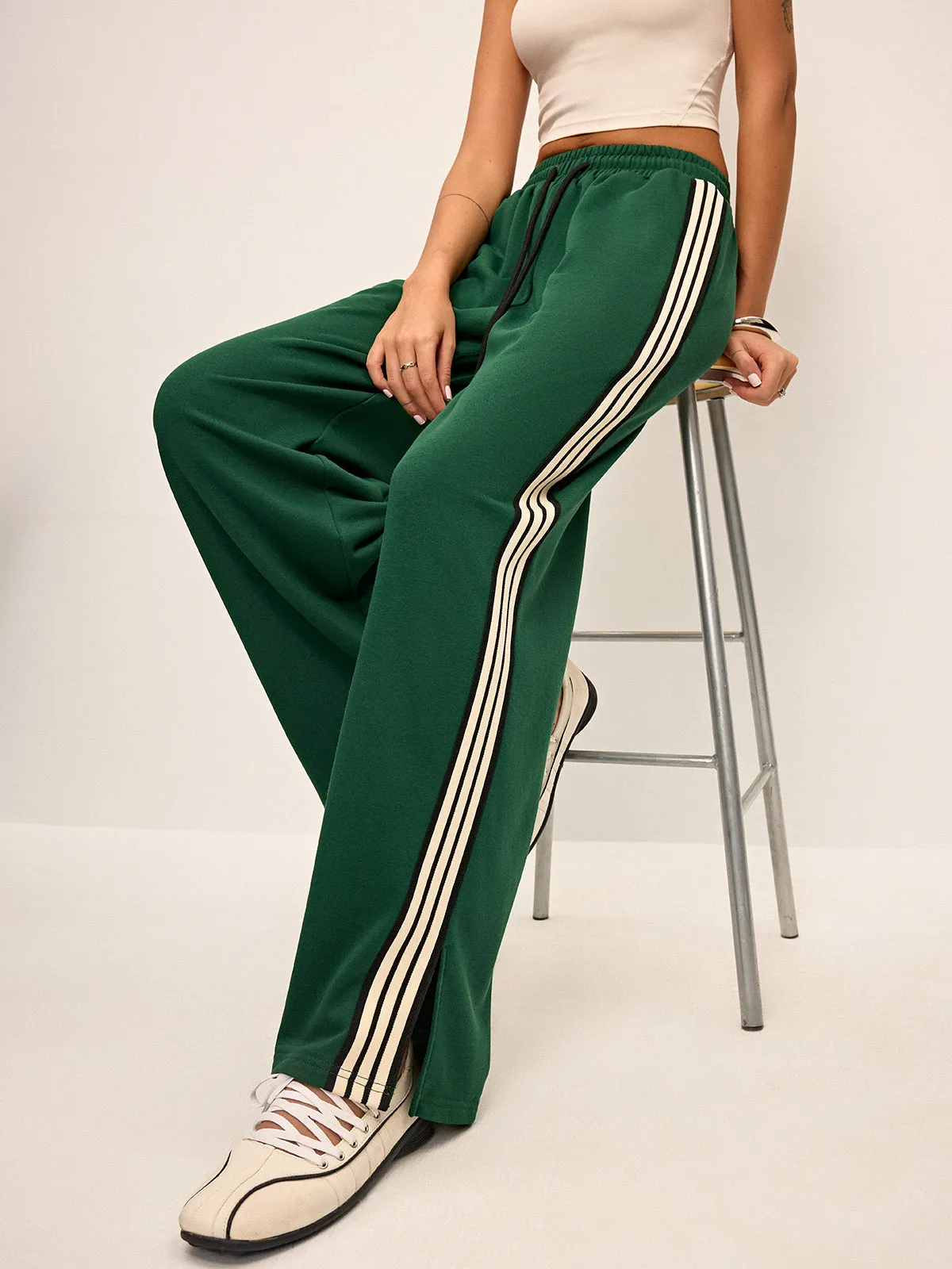 Side Stripe Wide-Leg Sweatpants sold by COMMENSE product image thumbnail 4