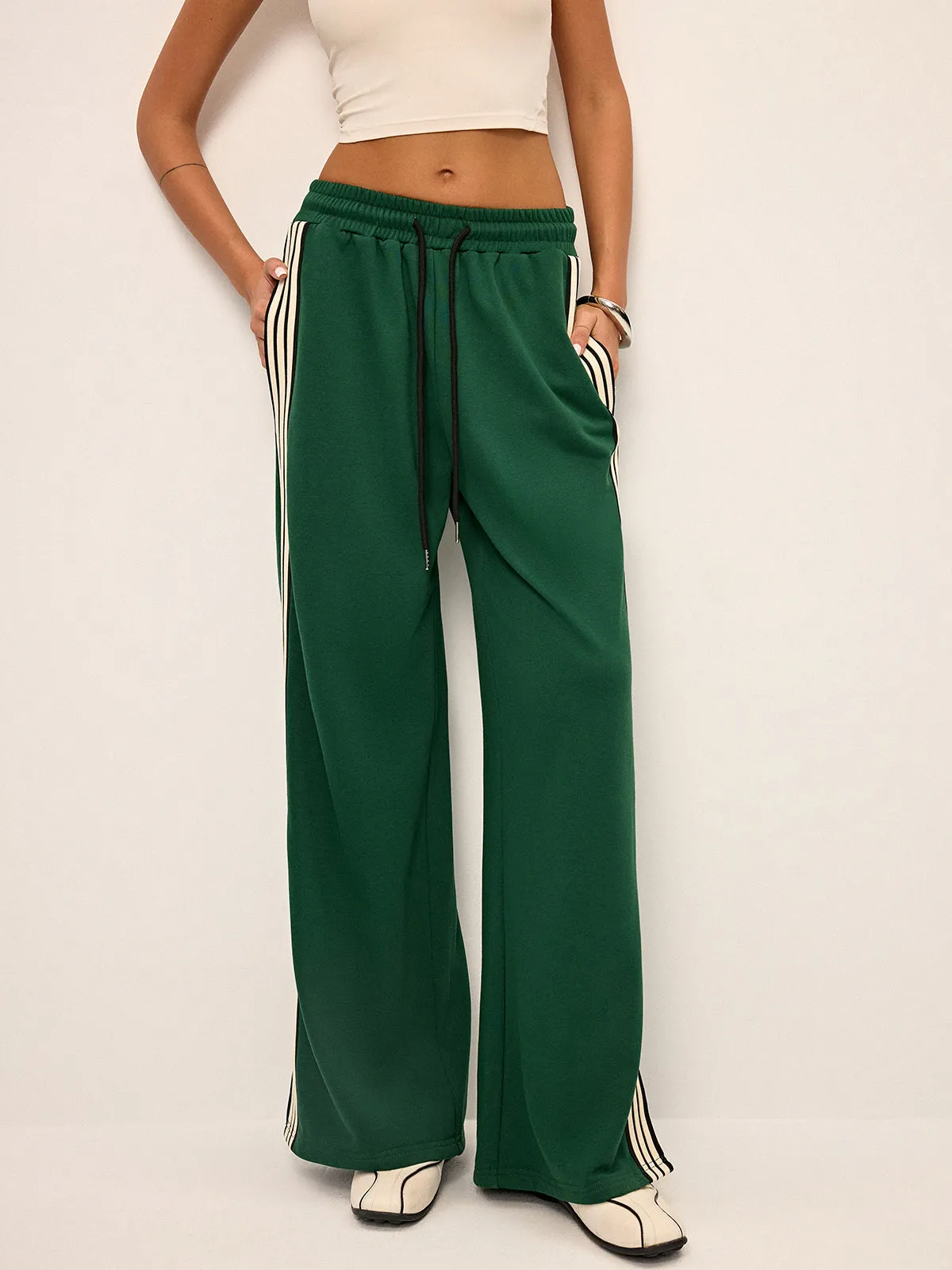 Side Stripe Wide-Leg Sweatpants sold by COMMENSE product image thumbnail 3