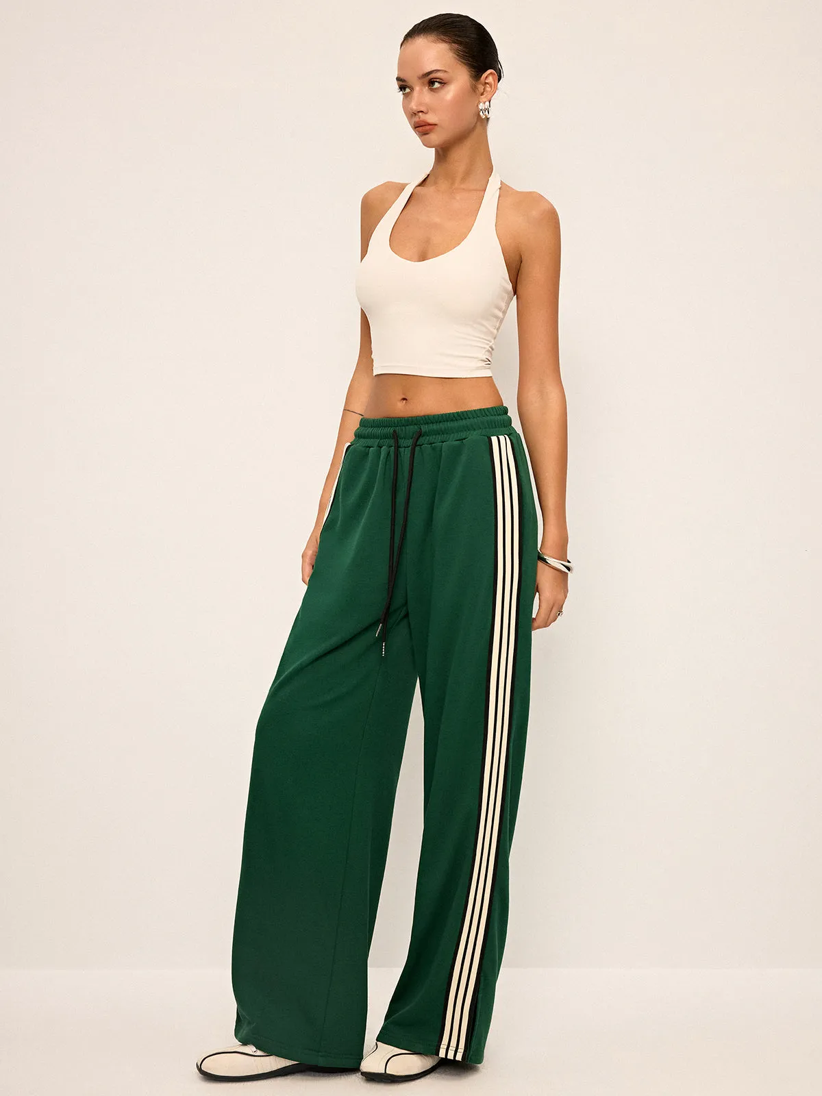 Side Stripe Wide-Leg Sweatpants sold by COMMENSE product image thumbnail 2