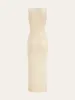 Color-Block Knit Midi Dress with Decor Button sold by COMMENSE