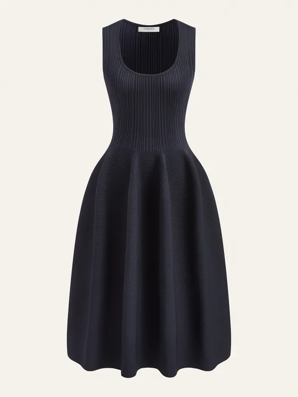 Ribbed Knit Flare Sweater Dress sold by COMMENSE