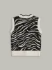 Metal Button Zebra-Striped Knit Vest sold by COMMENSE