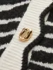Metal Button Zebra-Striped Knit Vest sold by COMMENSE