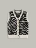 Metal Button Zebra-Striped Knit Vest sold by COMMENSE