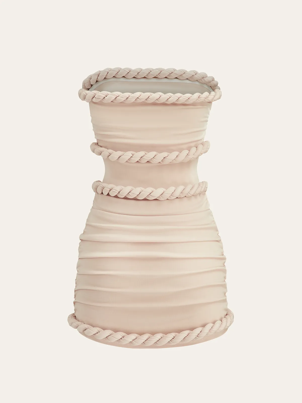 Braided Rope Trim Ruched Strapless Dress sold by COMMENSE product image thumbnail 2