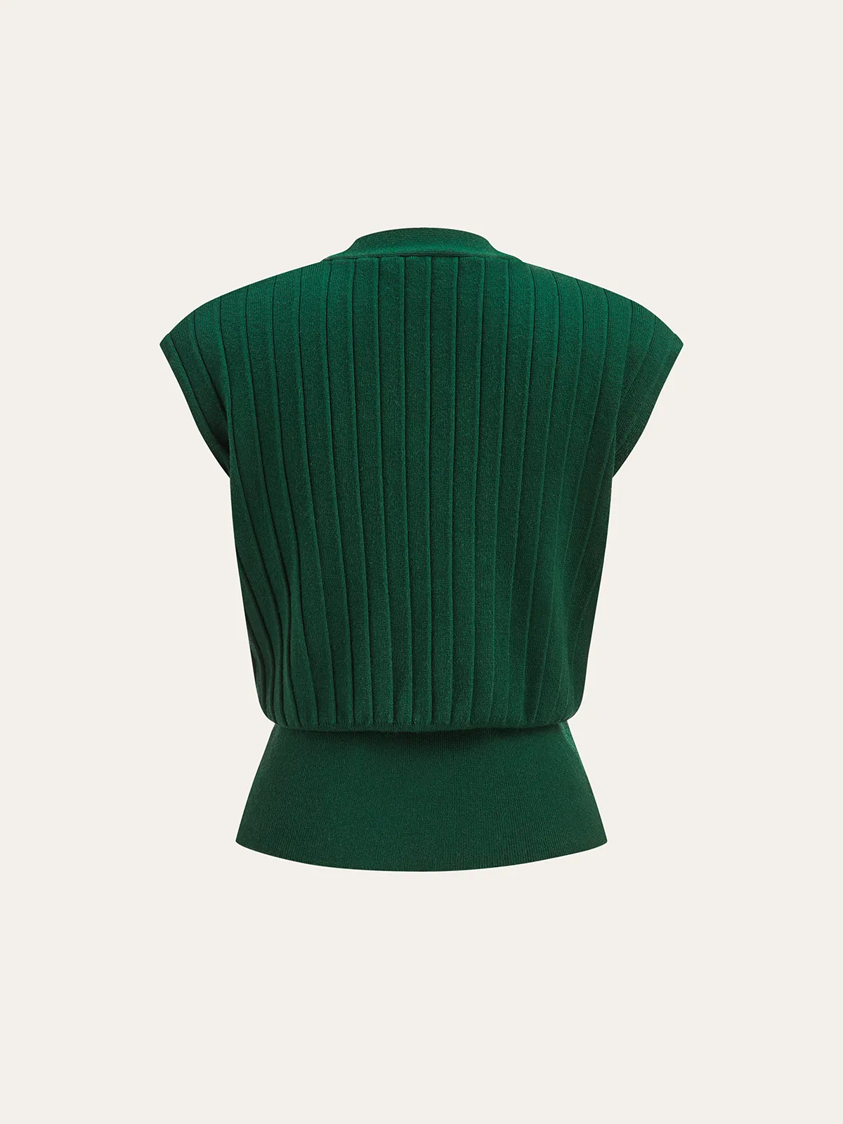 Metal Detail Cap Sleeve Ribbed Knit Vest sold by COMMENSE product image thumbnail 2