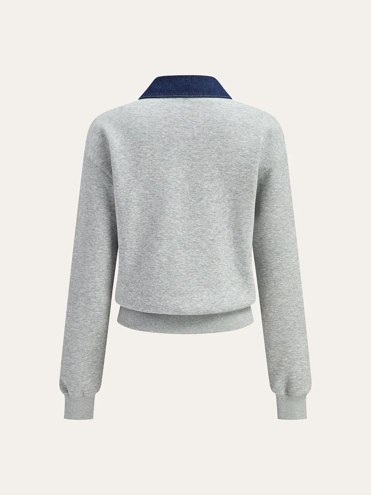 Denim Collar Metal Button Polo Sweatshirt sold by COMMENSE product image thumbnail 3