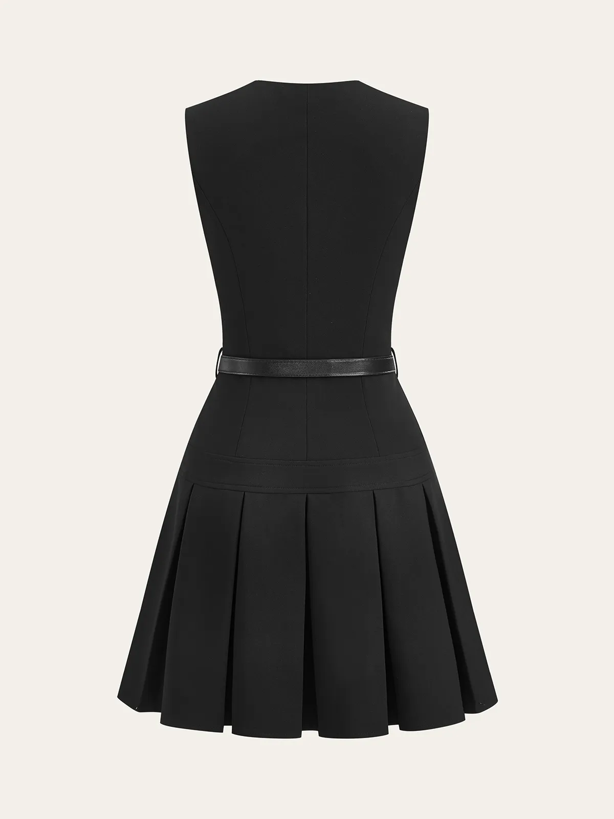 Keyhole Neckline Pleated Mini Dress with Belt sold by COMMENSE product image thumbnail 2