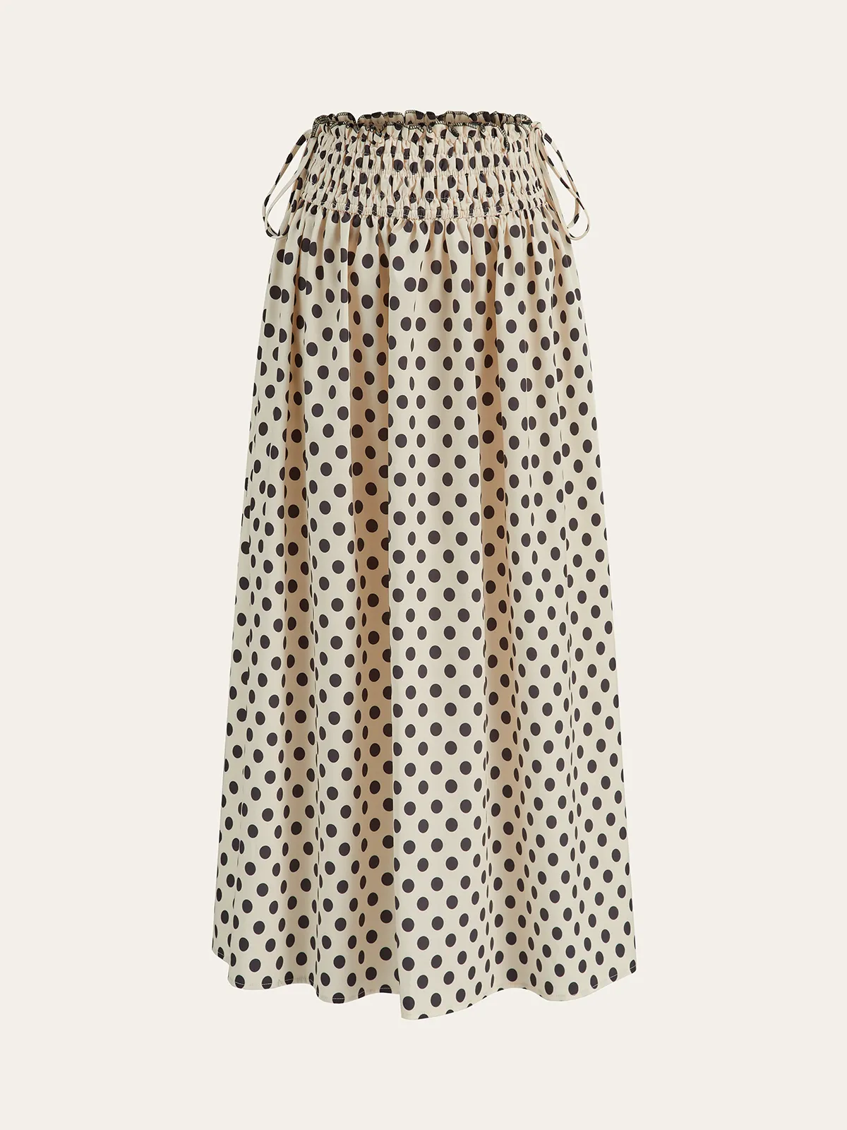 Polka Dot Smocked Waist Midi Skirt sold by COMMENSE