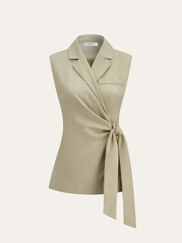 Sleeveless Lapel Tie-Waist Vest sold by COMMENSE