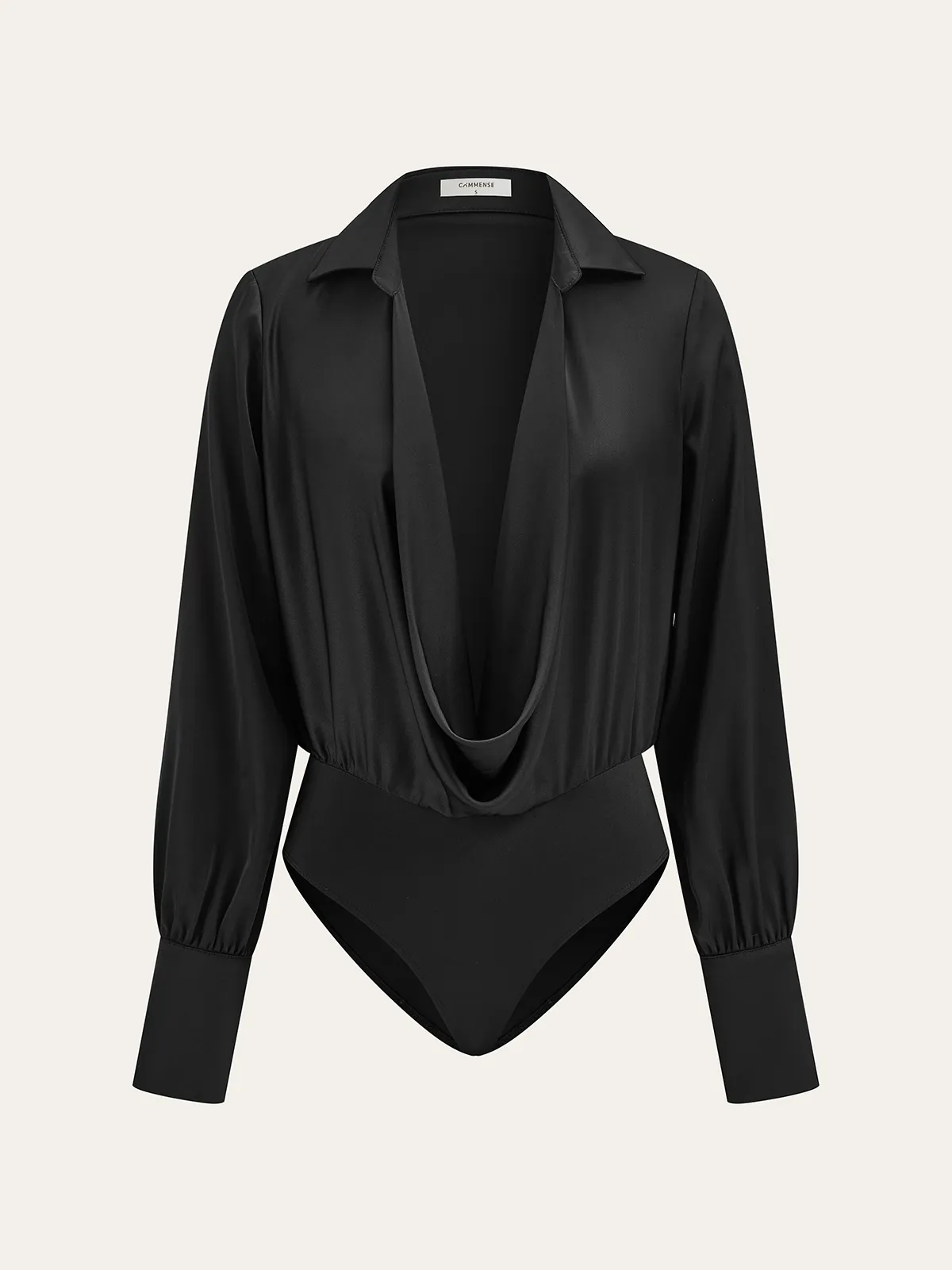 Satin Cowl Neck Long Sleeve Bodysuit sold by COMMENSE product image thumbnail 2
