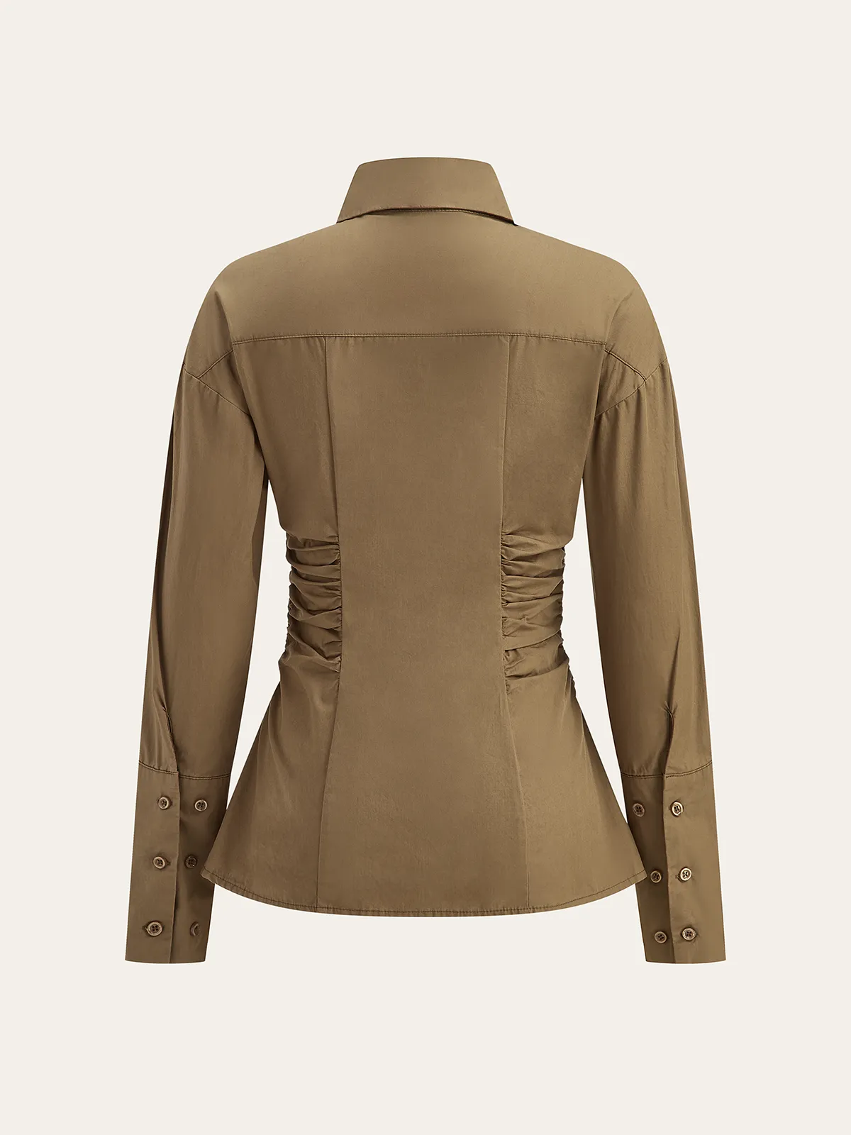 Cotton Blend Ruched Long Sleeve Shirt sold by COMMENSE product image thumbnail 5