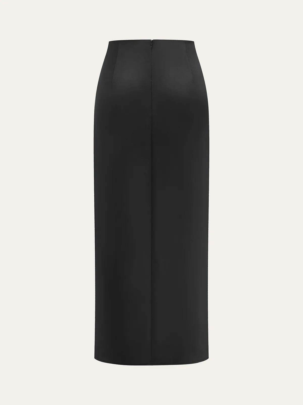 Metal Buckle Satin Slit Midi Skirt sold by COMMENSE product image thumbnail 2
