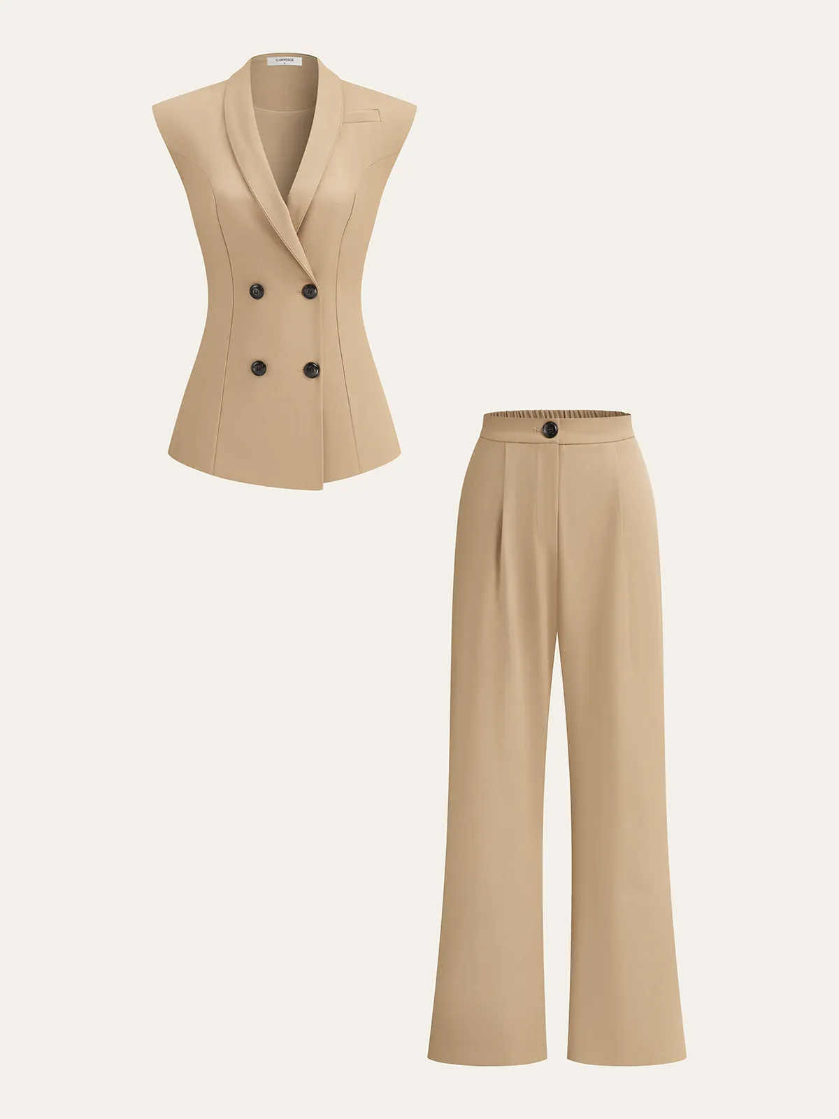 Double-Breasted Sleeveless Vest and Pants Set sold by COMMENSE