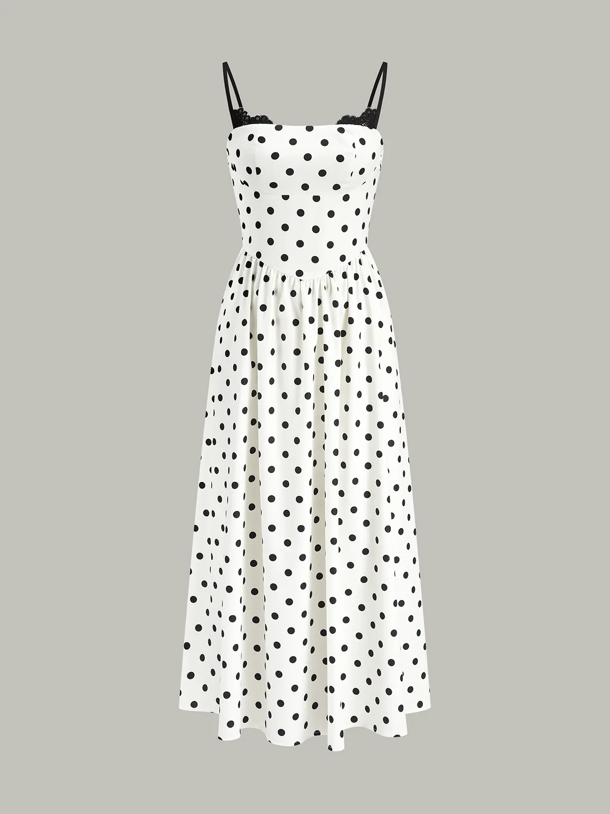 Lace Trim Polka Dot Cami Dress sold by COMMENSE