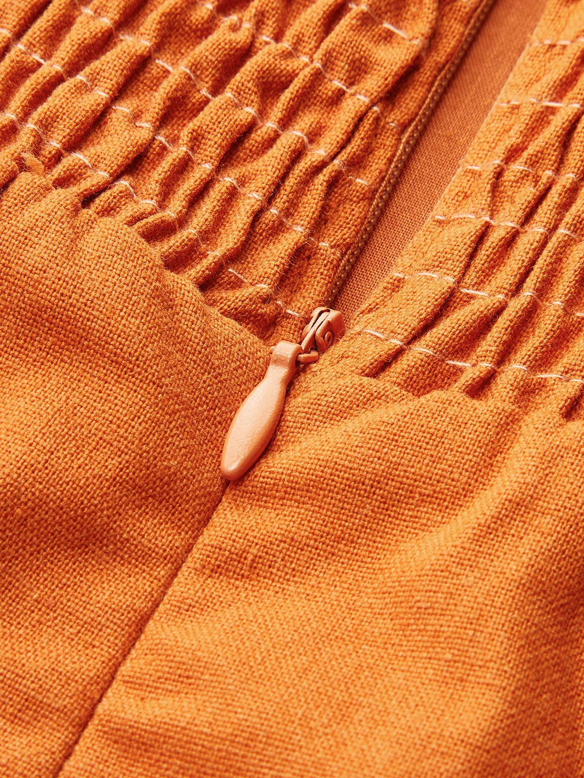 Linen & Cotton Contrast Trim Maxi Dress sold by COMMENSE product image thumbnail 3