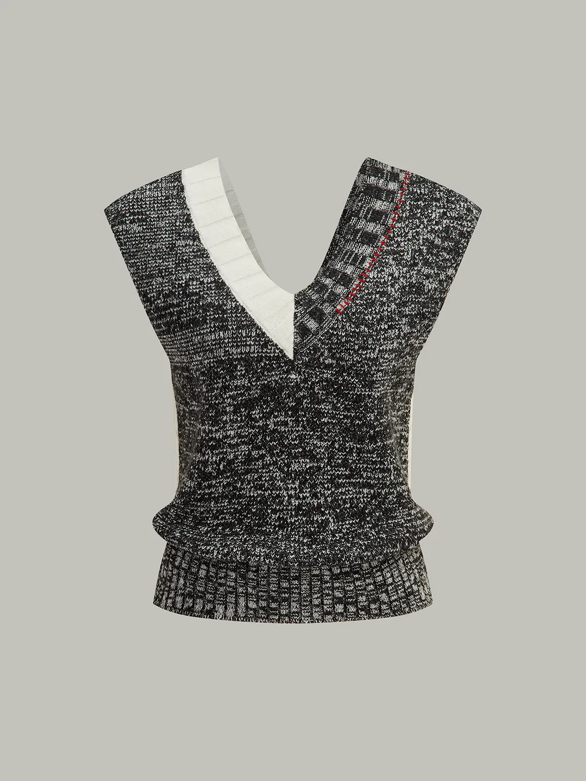 Two-Tone Reversible V-Neck Knit Vest sold by COMMENSE