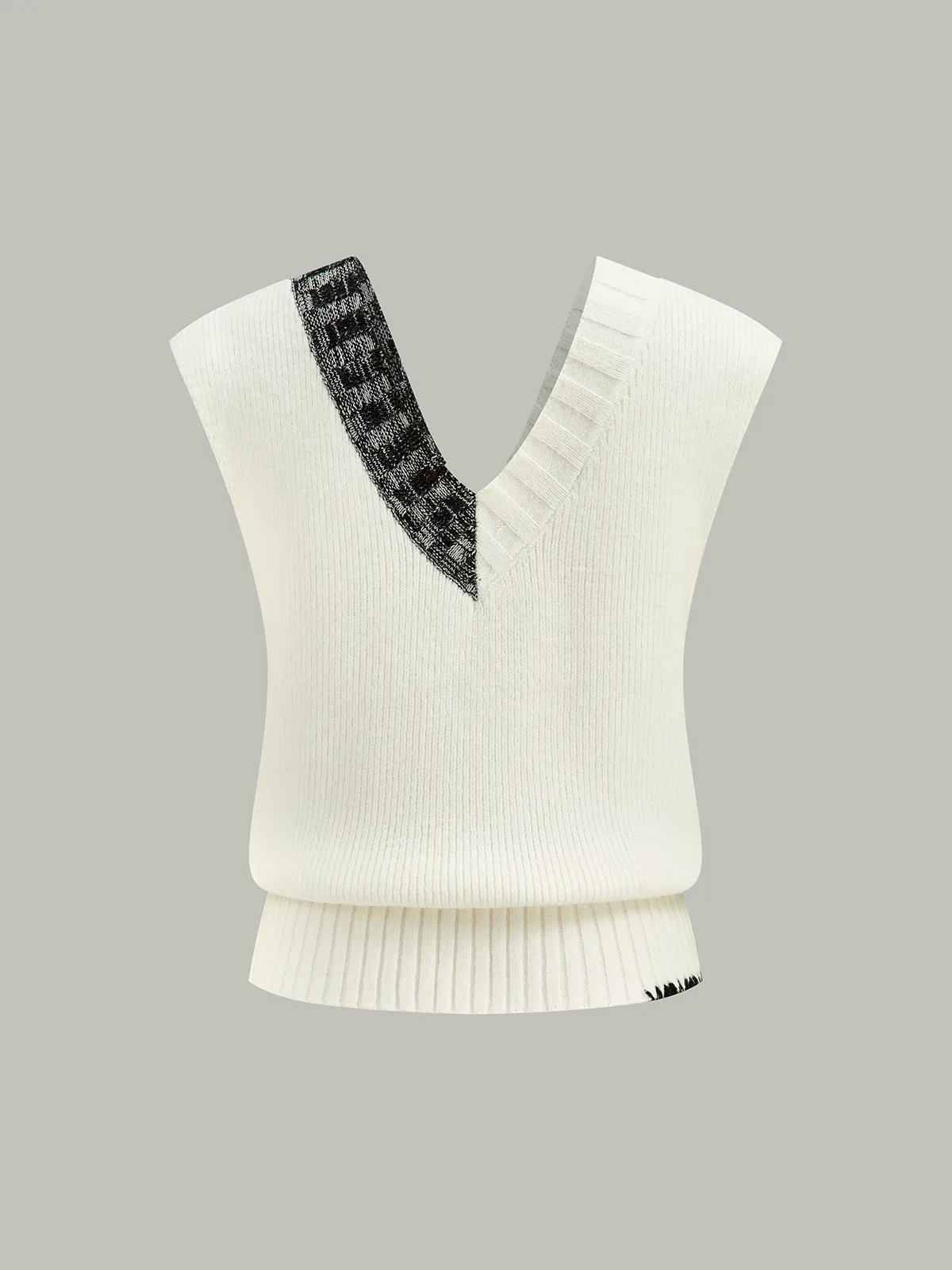 Two-Tone Reversible V-Neck Knit Vest sold by COMMENSE product image thumbnail 3