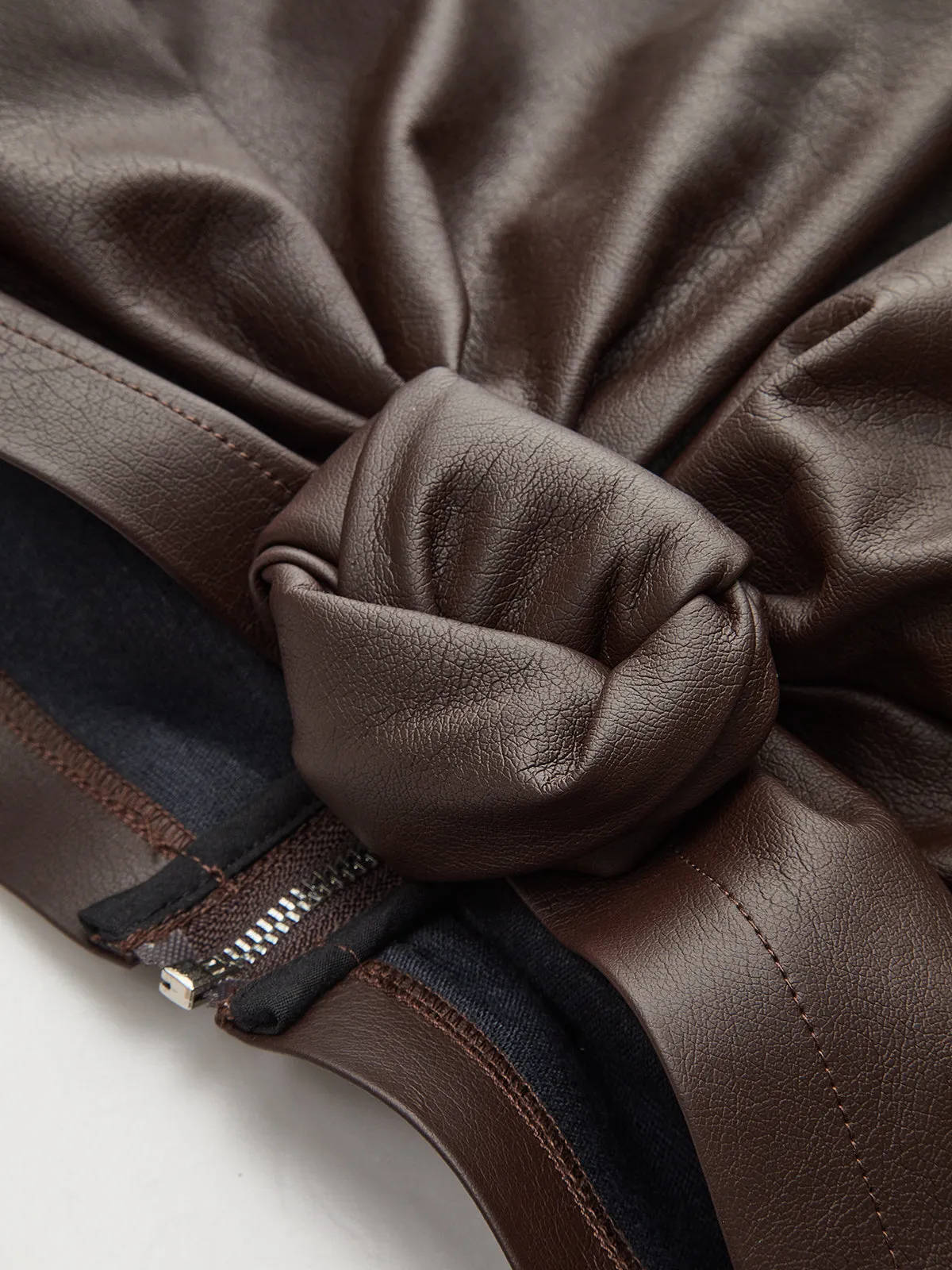 Back Zipper PU Leather Twist T-Shirt sold by COMMENSE product image thumbnail 3