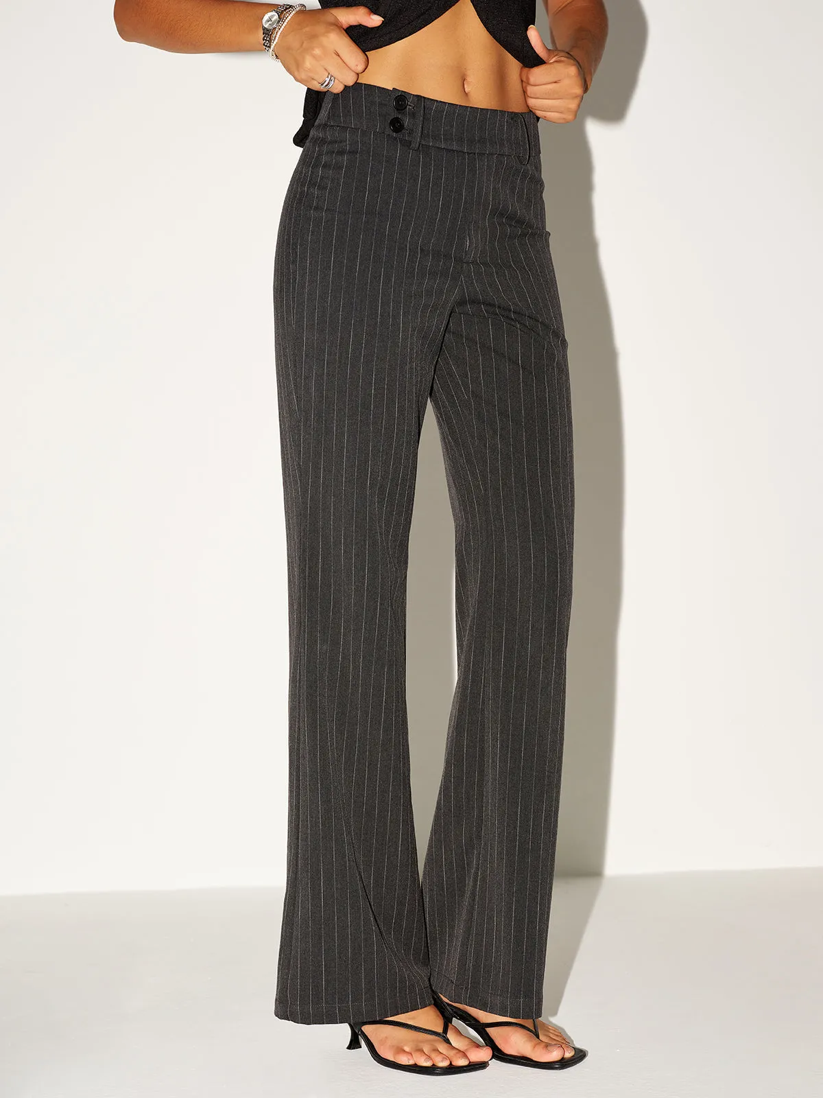 Pinstripe Low-Waist Pants sold by COMMENSE
